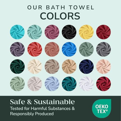 Feather & Stitch 100% Cotton 625 GSM Bath Towel Set of 6, Ultra Soft Highly Absorbent 2 Bath Towels, 2 Hand Towels & 2 Washcloth - Luxury Quick Dry Shower Towels (Black) - color: Black