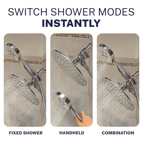 HammerHead Showers Solid Metal 3-Way Shower Diverter Valve with Shower Head Holder, Universal Splitter for Handheld Spray Wand and Rain Showerhead, Brushed Nickel - color: Brushed Nickel