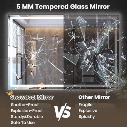 Snowdool 60 x 24 in LED Bathroom Mirror, Front and Backlit, Anti-Fog | Front and Backlit, 3 Color Temperatures, Anti-Fog, Tempered Glass - size: 24"L x 60"W
