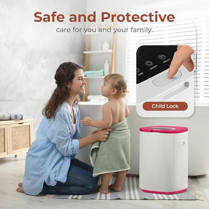 Bucket-23L Capacity Hot Warmer with Timer Function, Fits Up to Two Oversized Towels for Bathroom(Pink) - color: Pink