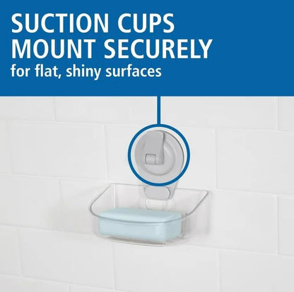 Suction Cup Sponge/Soap Dish Holder, Clear Plastic Wall Mounted Organizer with Drainage Tray, Strong Adhesive, No Tools Necessary