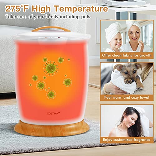 COSTWAY Bucket Style Towel Warmer,Fragrance Holder, Fits up to Two 40” x 70” Oversized Towels, Bathrobes, Blankets, Auto Shut Off, Luxury Towel Warmer for Bathroom, Spa - color: White