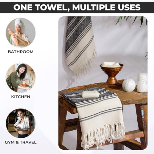 DEMMEX Organic Turkish Hand Towels for Bathroom – 100% Oeko-TEX Certified Turkish Cotton, Quick Dry, Lightweight Kitchen & Travel Towels, Diamond Weave, Large 18x36 Inches, Set of 2, White - color: White