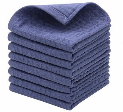 Washcloths Cotton Dish Cloths, 8 Pack,12”x12”,Blue Dish Rags | Soft Kitchen Washcloths Wash Rags, Double Deck Small Hand Towels For Kitchen, Absorbent Dish Cloths For Washing Dishes - color: Blue