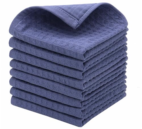 Washcloths Cotton Dish Cloths, 8 Pack,12”x12”,Blue Dish Rags | Soft Kitchen Washcloths Wash Rags, Double Deck Small Hand Towels For Kitchen, Absorbent Dish Cloths For Washing Dishes - color: Blue