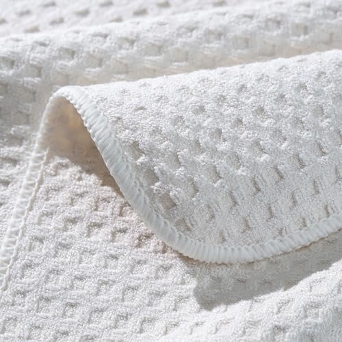 POLYTE Ultra Premium Microfiber Kitchen Dish Hand Towel Waffle Weave, 8 Pack (16x28 in, Off White) - color: Off White, size: 16x28 in