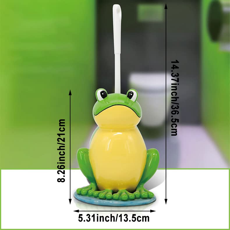 Plplaaoo Toilet Brush and Holder Set, Cute Frog Shaped Toilet Bowl Brush with Ventilated Drying Holder for Small Spaces & RV, Toilet Bowl Brush Holder Set, Flexible Toilet Cleaning Brush & Scrubber