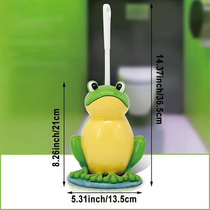 Plplaaoo Toilet Brush and Holder Set, Cute Frog Shaped Toilet Bowl Brush with Ventilated Drying Holder for Small Spaces & RV, Toilet Bowl Brush Holder Set, Flexible Toilet Cleaning Brush & Scrubber