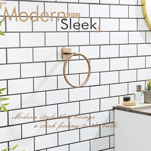 KOKOSIRI Hand Towel Holder Wall Mounted Towel Ring Bathroom Accessories Shower Towel Hanger Rack Stainless Steel Champagne Bronze, B3010CPG - color: Champagne Bronze