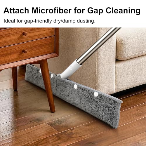 Floor Squeegee with 51"-58" Telescoping Handle & 180° Rotating Head, Water Removal for Tile & Hardwood, Under-Furniture Cleaning