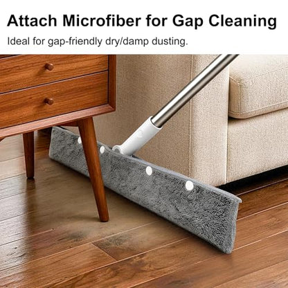Floor Squeegee with 51"-58" Telescoping Handle & 180° Rotating Head, Water Removal for Tile & Hardwood, Under-Furniture Cleaning
