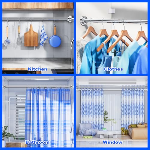 Ausemku Shower Curtain Rod - 32-43 Inch Rustproof Tension Rod, Non-Slip Spring Design, No Drilling Adjustable Curtain Rod for Bathroom, Kitchen, and Closet（Silver） - color: Silver, size: 32-43 IN