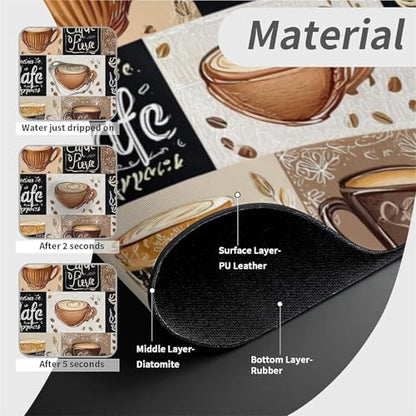 Kitchen Sink Splash Guard，-coffee Faucet Mat Sink Gadgets-Super Absorbent Fast Drying Mat Drip Catcher for Kitchen, Bathroom,Sink Mat, Dish Drying Mat, Bathroom(15" X 5.5" ) - color: -coffee