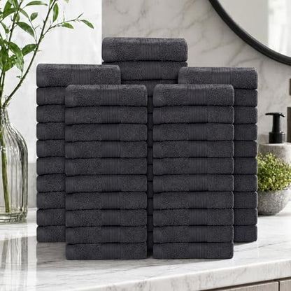 100% Cotton Washcloths 12x12 Inches, 600 GSM, Soft & Absorbent, Durable, Set of 50, Gray - color: Grey, size: Washcloth Set of 50