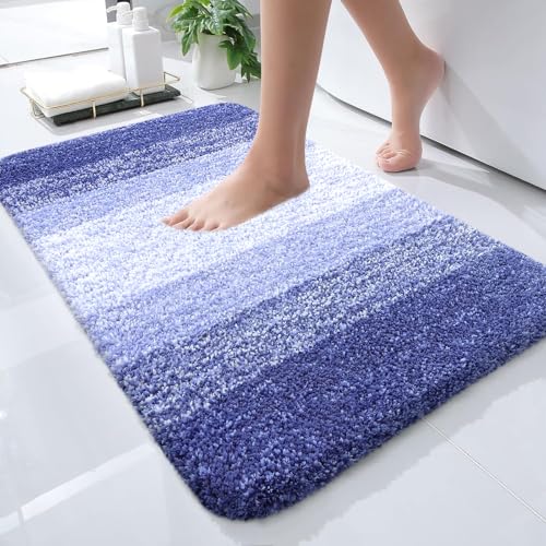 OLANLY Small Bathroom Rugs Mat 24x16, Extra Soft Absorbent Microfiber Bath Rugs, Rubber Backing, Quick Dry, Washable Bath Mats for Bathroom Floor, Tub and Shower, Home Decor Accessories, Blue-Violet - color: Blue-violet, size: 24" X 16"