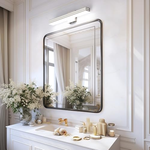 Ralbay 24inch Brushed Nickel Vanity Light with 5 Color Temperature (2700K-6000K) Dimmable Acrylic Metal 24W LED Modern Bathroom Vanity Light Bar - color: Brushed Nickel, size: 24 inch