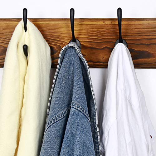 Wall Mounted Coat Rack: 38-1/4" Long, Patented, Heavy-Duty, 10-Double-Hooks Wooden Hanger Rail for Winter Coats, Hat, Jacket, Clothing - Natural & Black - color: Natural & Black, size: L=38.3"(1pcs)
