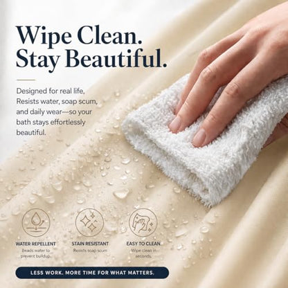 EHZNZIE Beige Shower Curtain Liner 72x72, PEVA Waterproof Bath Curtain, No Chemical Smell, 3 Weighted Magnets, Durable with Rustproof Metal Grommets - color: Beige, size: 72"W x 72"L (Pack of 1)
