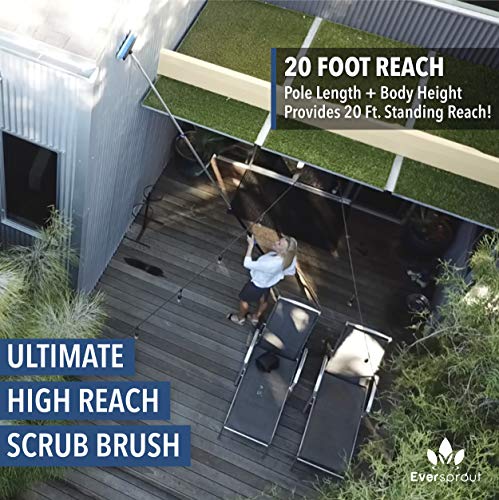 EVERSPROUT Car Brush with Rubber Bumper 5-to-12 Ft with Extension Pole | For Cars, Boats, SUVs, Trucks, Solar Panels, Reaches 20 Ft Standing, No-Scratch Rubber Bumper, Fits 3/4” Acme Threads - size: 12 feet
