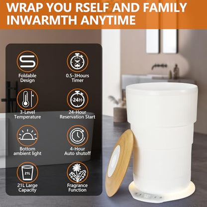 Uoxfill Upgrade Foldable Towel Warmer for Bathroom - 23L Luxury Heated Towel Warmers Bucket with Time Setting,Auto Shut Off,Fits Up to Two 40"X70" Oversized Towels,Bathrobes,Blankets White - size: 23 L