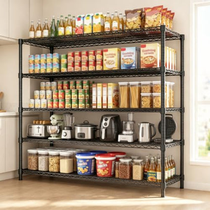 Garvee 5-Tier Wire Shelving 3200LBS Heavy Duty Storage Shelves Garage Rack | - size: 47.2"W x 70.9"H x 17.7"D