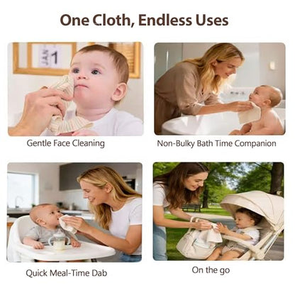 10-Pack Organic Cotton Baby Washcloths | Ultra-Soft Soft Wash Cloths for Babies, Infant, Kids, Toddler | Lightweight Face Cloths for Boys & Girls | Gentle Baby Rags (Stripes) - color: Stripes