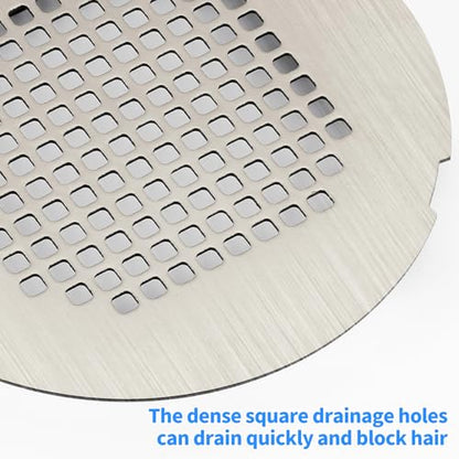 Shower Drain Cover, Drain Hair Catcher Snap-in Replacement Strainer | Brushed Silver Round Grate, Drain Protector Designed for 4.25" OD Standard Round Shower Drains - color: Brushed Silver