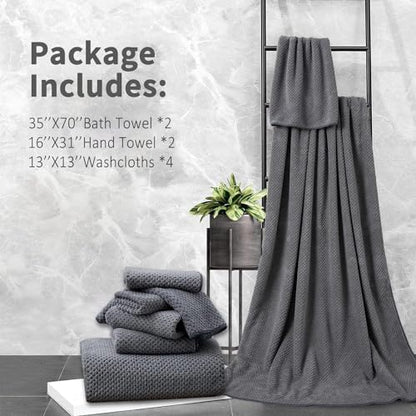 8 Piece Bathroom Towel Set Dark Gray |2 Oversized Large Bath Towels Sheet,2 Hand Towels and 4 Washcloths| 600GSM Ultra Soft Luxury Premium Towel Set Highly Absorbent Quick Dry Hotel Towel Collection - color: Texture Dark Gray, size: 8 Piece Towel Set