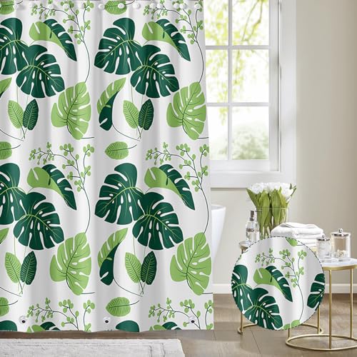 Plastic Shower Liner - Premium PEVA 4G Shower Curtain Liner with Rustproof Grommets and 3 Weighted Magnets, Waterproof Shower Curtains for Bathroom (Turtleback Leaf) - color: Turtleback Leaf, size: 71"W x 71"L (Pack of 1)