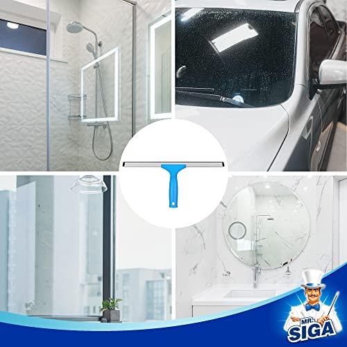MR.SIGA Professional Window Squeegee & Microfiber Window Scrubber, 14 inch | 2 in 1 squeegee window cleaner tool - size: 14-inch