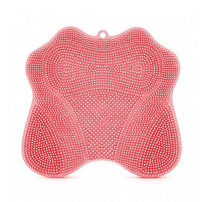 Shower Foot Scrubber Mat, Wall-Mounted, 11.8 x 11 in, 1 Pack | Foot Scrubber in Shower for Deep Cleaning & Exfoliation. Suction cups support floor foot care and wall back scrubbing. - color: Pink