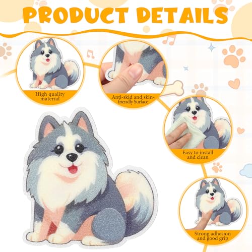 Yaomiao 24 Pcs Dog Bathtub Non Slip Stickers Bathroom Tubs Anti Slip Decal | Shiny, Sparkle, Glitter, Peva, 4.53inch, Easy Apply, Scraper, No Residue, for Shower Stairs Floor, Safety, Cute, Grip - style: Dog