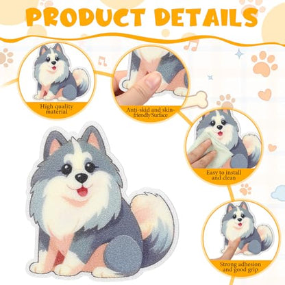 Yaomiao 24 Pcs Dog Bathtub Non Slip Stickers Bathroom Tubs Anti Slip Decal | Shiny, Sparkle, Glitter, Peva, 4.53inch, Easy Apply, Scraper, No Residue, for Shower Stairs Floor, Safety, Cute, Grip - style: Dog