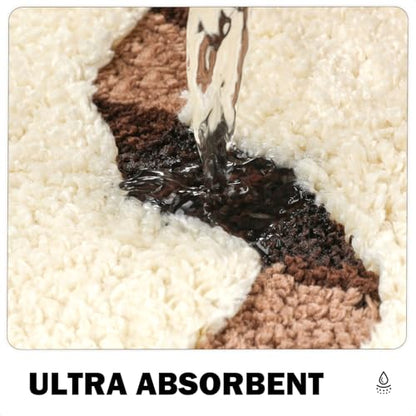 Rugs Non-Slip Washable, Extra Soft Absorbent Bath Rug, Machine Washable Bathroom Mat, Thick Bath Mat for Tub, Shower, Bathroom, Beige, 20"x31" - color: Beige