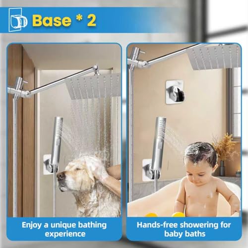 Rainfall Shower Head with Handheld Combo, Silvery, 10 Inch & 3 Spray Modes | 180° Adjustable, Extension Arm, Easy To Install - color: silvery-1