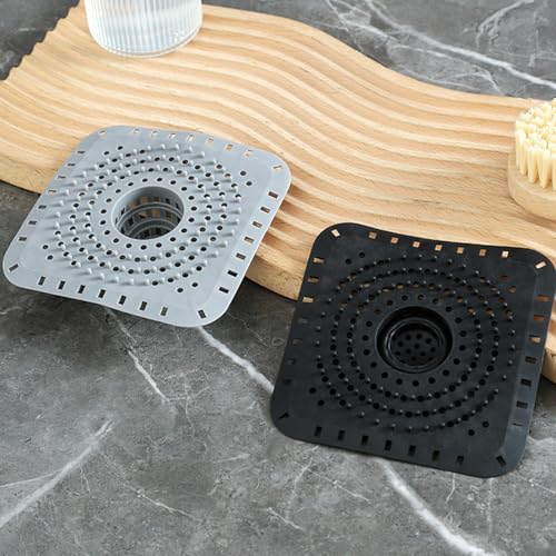 Silicone Bathtub Drain Hair Catcher – 3PCS Shower Drain Protector for 1.48" to 1.76" Regular Drains – Easy-to-Clean and Reusable Square - color: Square-grey