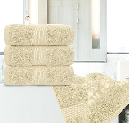 White Classic Luxury Bath Towels Large - Cotton Hotel spa Bathroom Towel |30x56 | 4 Pack | Beige - color: Beige