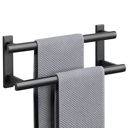 SAYAYO Towel Rack for Bathroom, 16 Inch Matte Black Double Towel Bar Towel Holder Wall Mount, SUS304 Stainless Steel - color: Matte Black, size: 16 Inch