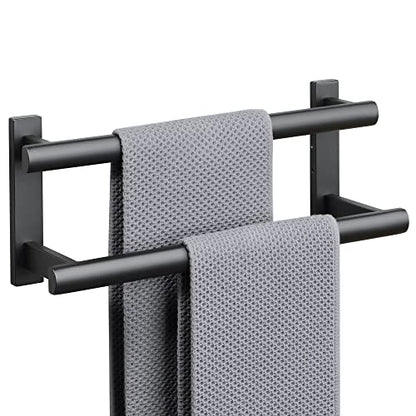 SAYAYO Towel Rack for Bathroom, 16 Inch Matte Black Double Towel Bar Towel Holder Wall Mount, SUS304 Stainless Steel - color: Matte Black, size: 16 Inch