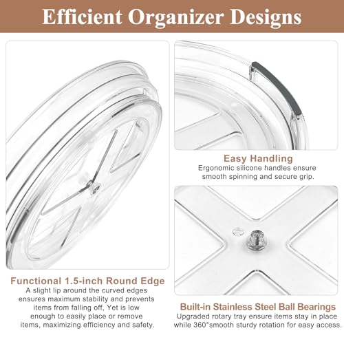 INCOSTAR Lazy Susan 2 Pack, 9 Inch Clear Turntable for Kitchen Cabinet | Rotating Spice Rack, Pantry Organizer and Storage, Bathroom Countertop Organizing for Makeup Vanity - size: 9.25 inch 2 Pack