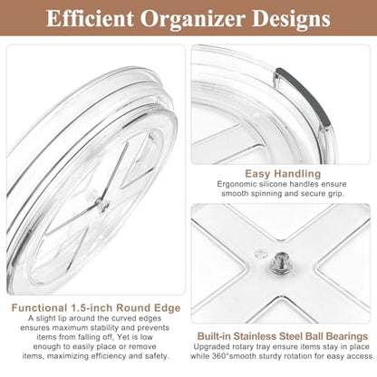 INCOSTAR Lazy Susan 2 Pack, 9 Inch Clear Turntable for Kitchen Cabinet | Rotating Spice Rack, Pantry Organizer and Storage, Bathroom Countertop Organizing for Makeup Vanity - size: 9.25 inch 2 Pack