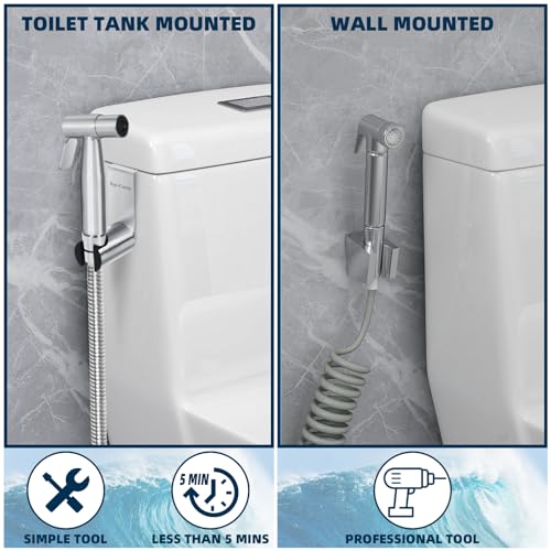 Handheld Bidet Sprayer for Toilet,Bidet Sprayer Holder,Hook Silver | Bidet Sprayer Holder for Handheld Shower Wand, Diaper Sprayer,Stainless Steel Bidet Holder - color: Silver