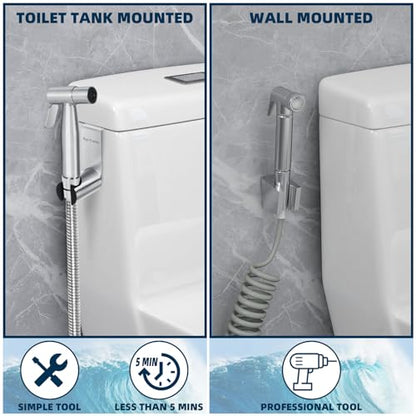 Handheld Bidet Sprayer for Toilet,Bidet Sprayer Holder,Hook Silver | Bidet Sprayer Holder for Handheld Shower Wand, Diaper Sprayer,Stainless Steel Bidet Holder - color: Silver