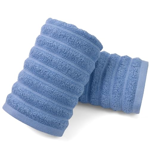 Ribbed Hand Towels for Bathroom, Hotel & Spa Quality Soft Hand Towel Set | for Men Women, 480 GSM (Ocean Blue) - color: Ocean Blue