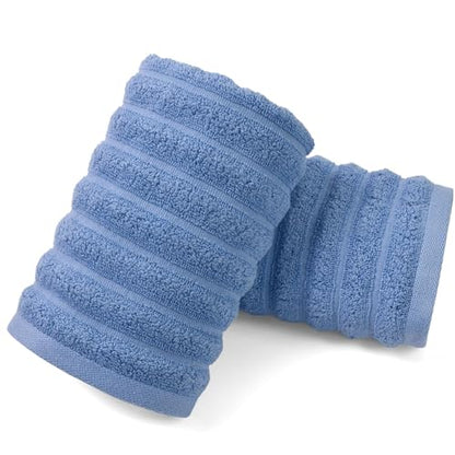 Ribbed Hand Towels for Bathroom, Hotel & Spa Quality Soft Hand Towel Set | for Men Women, 480 GSM (Ocean Blue) - color: Ocean Blue
