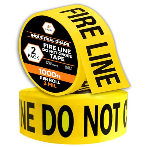 Xpose Safety 3 Mil Yellow Fire Line Do Not Cross Tape – (2 Rolls) | 3" x 1000' High-Visibility Barricade Tape for Construction Sites, Hazards, Crime Scenes - color: Fire Line Do Not Cross, size: 3 Mil
