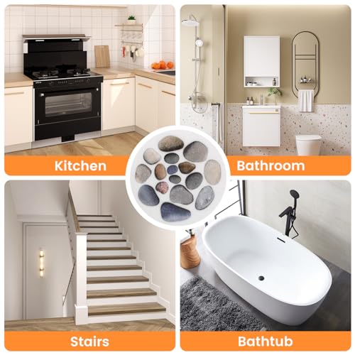 Cabilock 8Pcs Anti-Slip Bathtub Stickers 5.9X5.9 Inch Self-Adhesive Non Slip Stickers for Bathroom Tub Safety Decals Stone Pattern Shower Treads