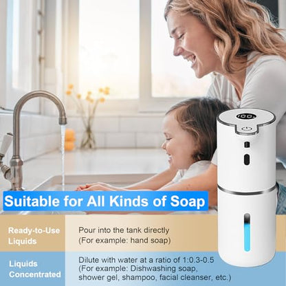 OHIFAST Automatic Liquid Soap Dispenser Touchless, USB Rechargeable Smart Hand Soap Dispenser, 6-Level Adjustable, 12.8oz/380mL Wall Mounted for Bathroom Kitchen Accessories Dish Soap-White - color: White, style: Liquid