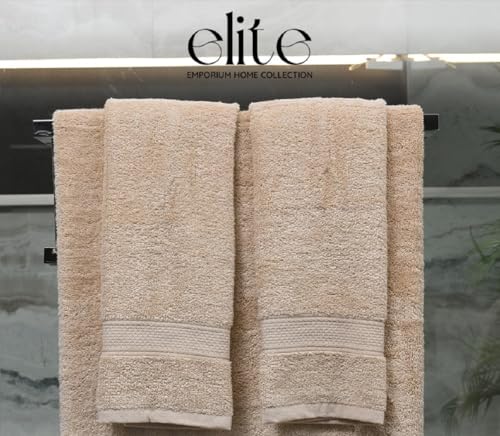 ELITE Emporium Home Collection 8-Piece Cotton Bath Towel Set - Ultra Soft, 550 GSM, Quick-Dry Towels - Bath Sheet, Bath Towels, Hand Towels, Washcloths, Bath Mat - Luxury Bathroom Towel Set (Beige) - color: Beige