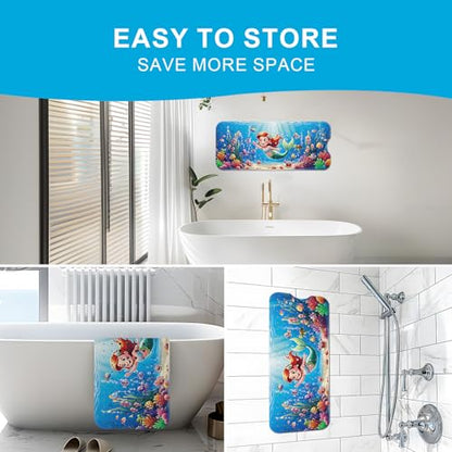 Baby Bath Mat for Tub Non Slip Kids Bath Mat - 40''x16'' Extra Long Cartoon Turtle Baby Bath Tub Mat Eco-Friendly Toddler Bath Mats with Suction Cups & Drain Holes, Easy to Clean & Easy Drying - color: Mermaid